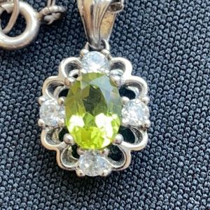 Delicate sterling silver Peridot pendant necklace